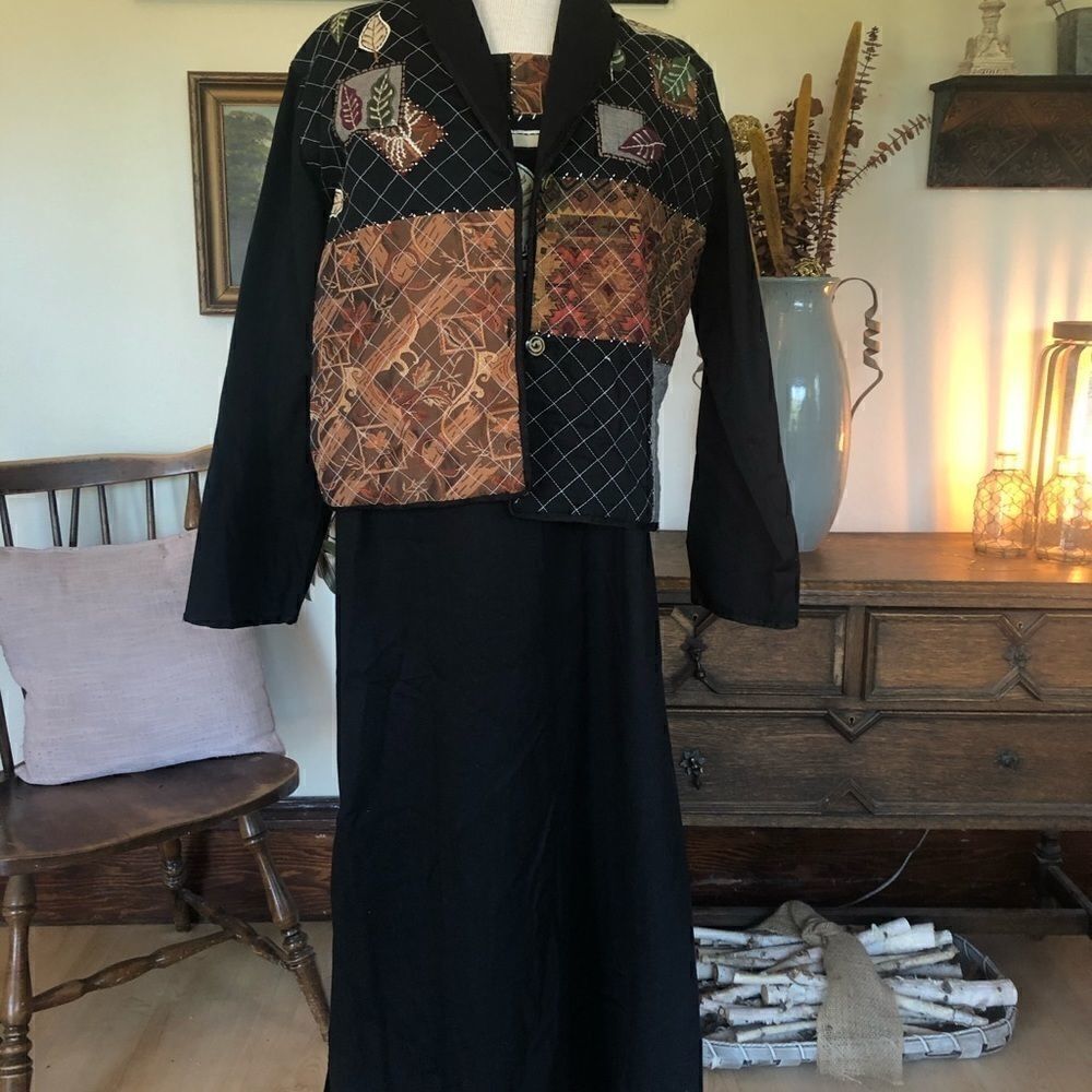 Life Style Autumn Leaf Jacket and Maxi Dress